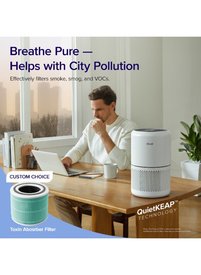 Levoit Air Purifiers for Home Dust Smoke Pet Hair, Up to 40m², H13 True HEPA Air Filter with Timer, Sleep Mode, Ozone Free, 24dB Quiet Air Cleaner for Bedroom, Office, Core 300, White Core 300 white - Image 5