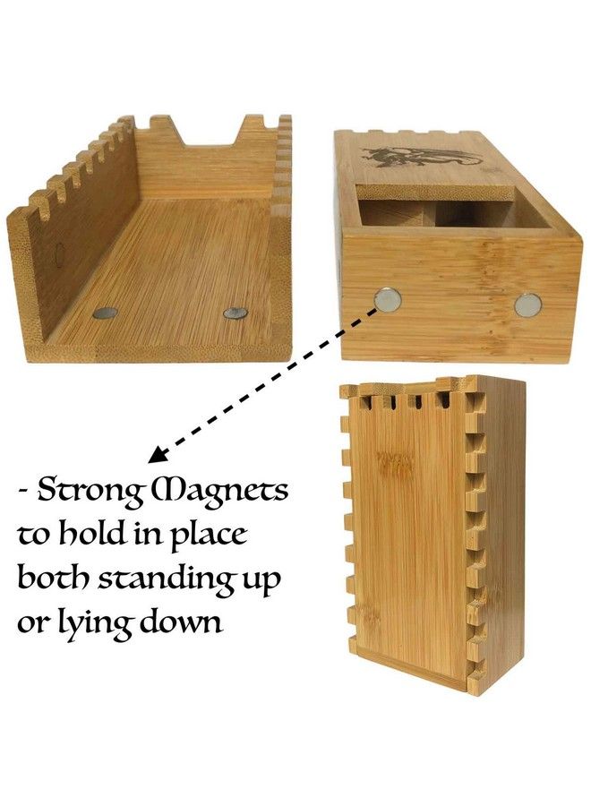 Bamboo Dice Tower ; Special Edition Wooden Rolling Case ; Compatible With Dm, Mini Games, Rpg Players, Dnd, Dungeons And Dragons ; Foldable Wood Die Roller Castle ; Collapsible Dice Chest  - Image 4