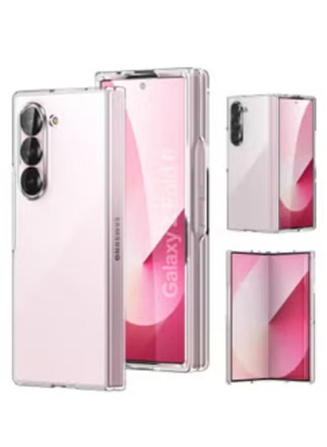 جراب Samsung Galaxy Z Fold 5 - غلاف صلب من مادة البولي كربونات الشفافة المقاومة للاصفرار، متوافق مع الشحن اللاسلكي