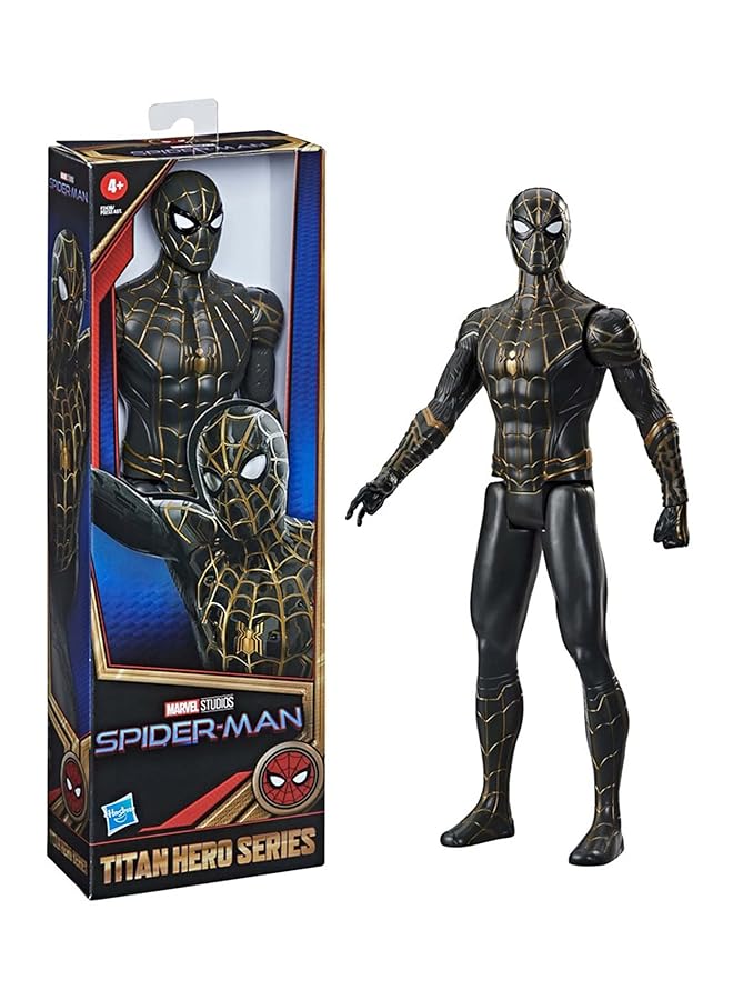 SPIDERMAN Titan Hero Series 12 Inch Black And Gold Suit Action Figure Toy Inspired By Movie For Kids Ages 4 And Up - Image 1