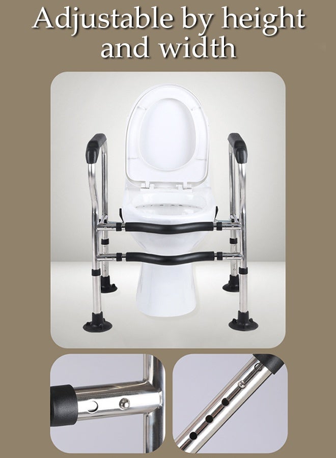 DUNISO درابزينات أمان المرحاض لكبار السن، إطار مسند الذراع للمرحاض، درابزينات المرحاض مع مقابض، تصميم كوب شفط، عرض وارتفاع قابلان للتعديل، مضادة للانزلاق ومتينة، سعة تحمل قوية، لكبار السن، الحوامل، ذوي الاحتياجات الخاصة - Image 4