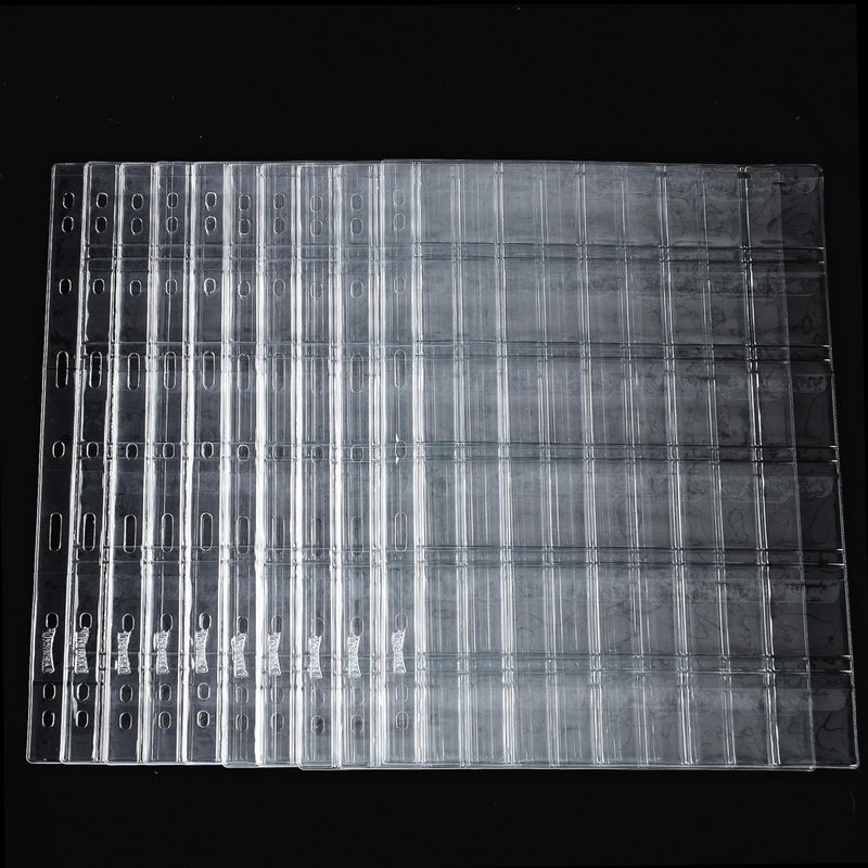 Coin Binder Pages: 10 Transparent 27.5x19.8cm Acid-Free PVC Sheets - 300-Pocket Capacity Loose Leaf Coin Storage Pages for Coin & Stamp Collectors, Medallion Collection Display - Image 4