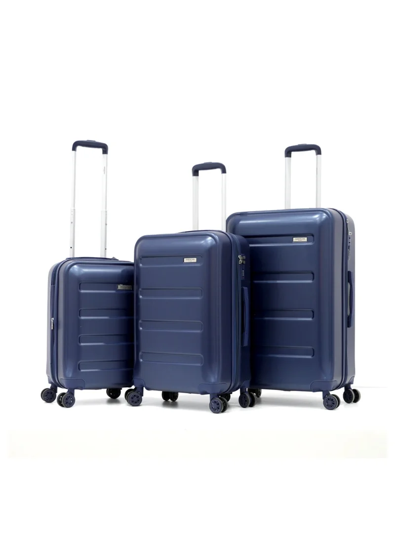 AMERICAN FLYER Hardshell Luggage Spinner Trolley Bag 3 Pieces Set,Blue (S-20",M-24",L-28")