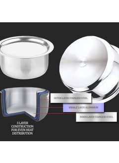 MILTON Pro cook Milton Pro Cook TriPly Stainless Steel 14 cm Tope with SS Lid 11 Litre Durable Dishwasher Safe Induction and Gas Ready Patila for Boiling Steaming and Cooking 3 Years Warranty  - Image 3