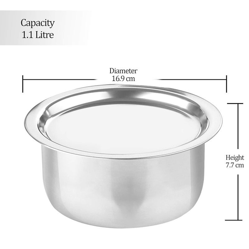 MILTON Pro cook Milton Pro Cook TriPly Stainless Steel 14 cm Tope with SS Lid 11 Litre Durable Dishwasher Safe Induction and Gas Ready Patila for Boiling Steaming and Cooking 3 Years Warranty - Image 5
