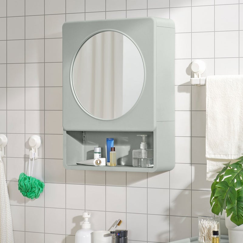 Baitique Bathroom Mirror Cabinet with 1 Door, Green, 44x15x59 cm - Wall-Mounted - Image 3