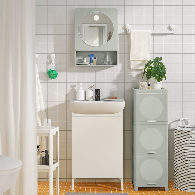 Baitique Bathroom Mirror Cabinet with 1 Door, Green, 44x15x59 cm - Wall-Mounted - Image 2