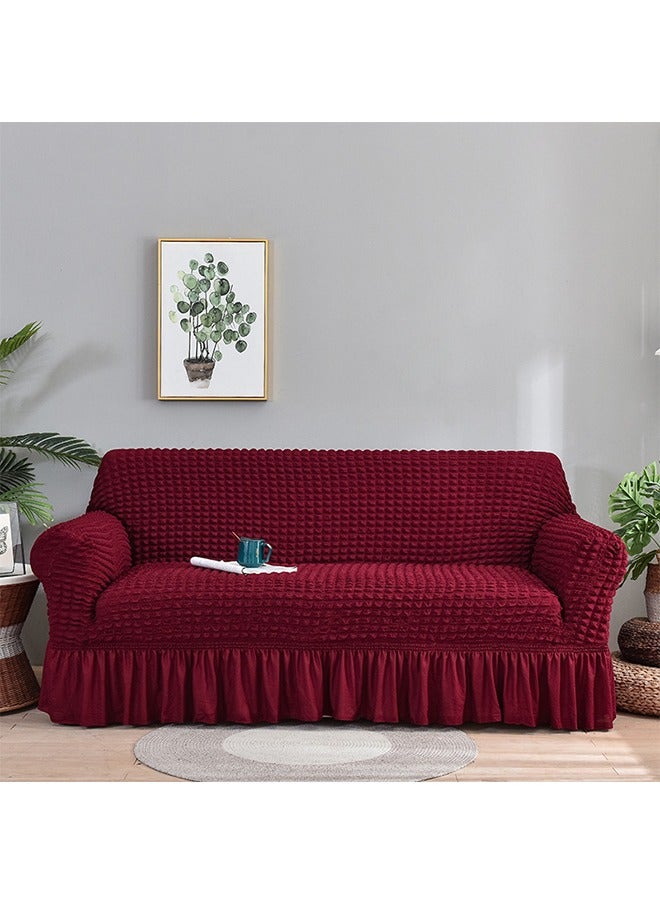 Sofa Cover Set, 4-Piece 7 Seater (3+2+1+1) Sofa Cover with Skirt, Super Stretchable Wrinkle-free Full Coverage Sofa Slipcover Exquisitely Detailed Slip Flexible Resistant Jacquard Sofa Cover Set  for Living Room and Bed Room, Red - Image 2