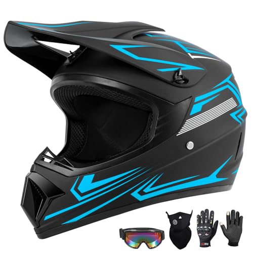 TIANDU Adult Dirt Bike Motocross Helmets Goggles Gloves Face Mask 4PCS Set Men Women Full Face Motorcycle Helmet Mountain Bike Off Road Helmets DOT Approved ATV Helmet - Image 1