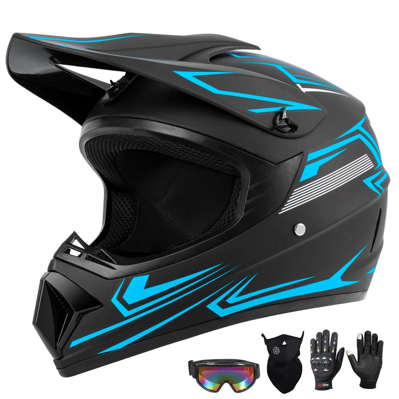 TIANDU Adult Dirt Bike Motocross Helmets Goggles Gloves Face Mask 4PCS Set Men Women Full Face Motorcycle Helmet Mountain Bike Off Road Helmets DOT Approved ATV Helmet - Image 3
