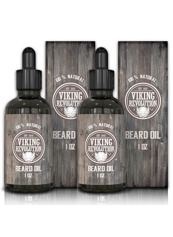 Viking Revolution Hair Styling Agent Beard Oil Conditioner All Natural Unscented Argan & Jojoba Oils Softens Smooths & Strengthens Beard Growth Grooming Beard And Mustache Maintenance 2 Pack  - Image 1