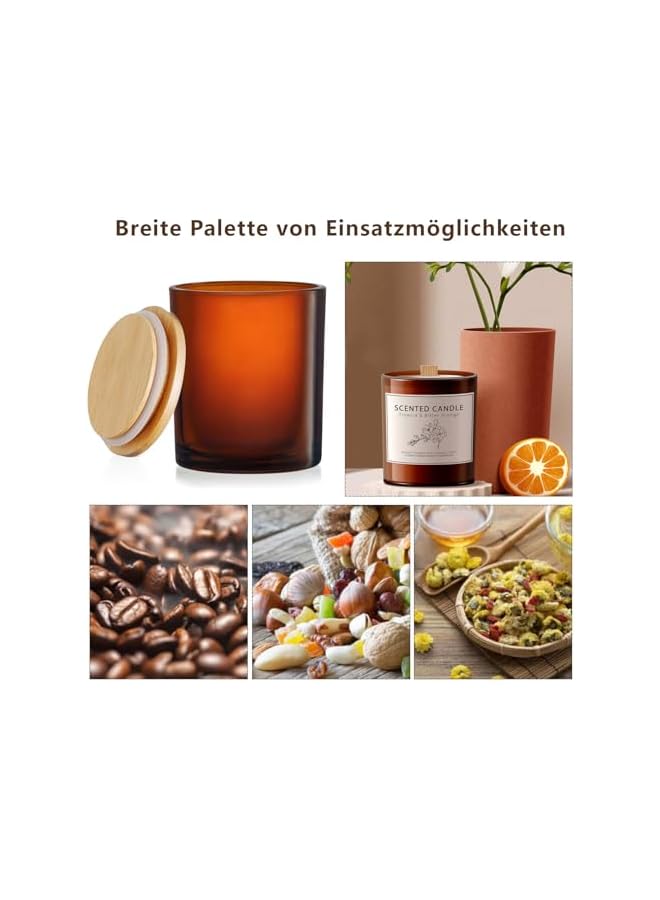 The Bros برطمانات الشموع لصنع الشموع، حاويات زجاجية سعة 7 أونصات مع أغطية من الخيزران، برطمانات شموع فارغة بالجملة، مثالية لصنع الشموع والتخزين، 6 عبوات (بني) - Image 2