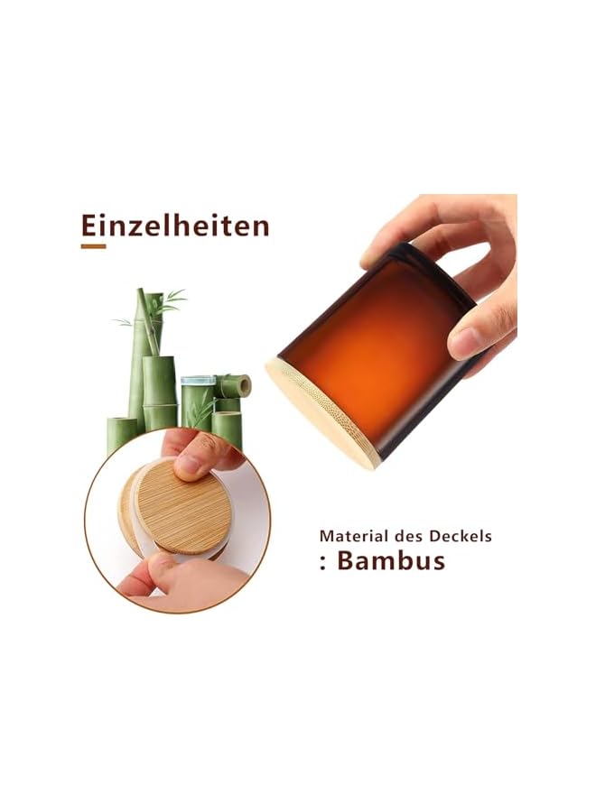 The Bros برطمانات الشموع لصنع الشموع، حاويات زجاجية سعة 7 أونصات مع أغطية من الخيزران، برطمانات شموع فارغة بالجملة، مثالية لصنع الشموع والتخزين، 6 عبوات (بني) - Image 3