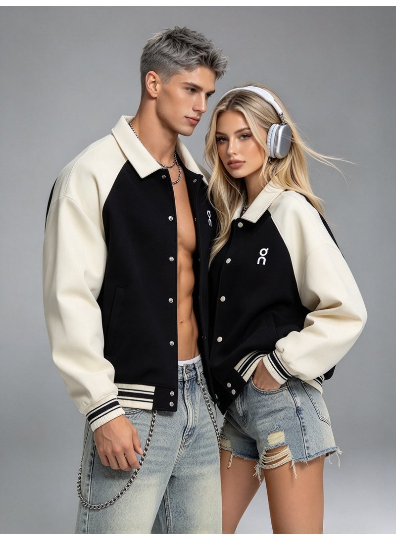 On Running Color-blocked Lapel Contrast Baseball Jacket for Men and Women - Image 2
