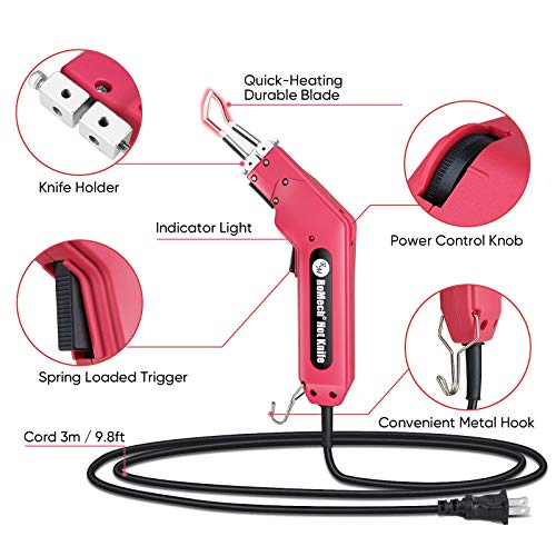 ROMECH 100W Fabric Cutter Rope Cutter, Pro Electric Hot Knife Heat Sealer with Adjustable Power, Cutting Tool Kit with Blades & Accessories (100W, RM-014) - Image 3