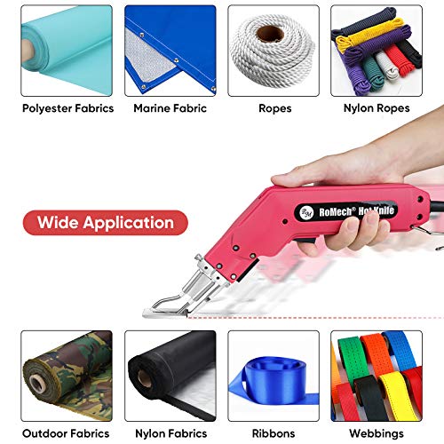ROMECH 100W Fabric Cutter Rope Cutter, Pro Electric Hot Knife Heat Sealer with Adjustable Power, Cutting Tool Kit with Blades & Accessories (100W, RM-014) - Image 2