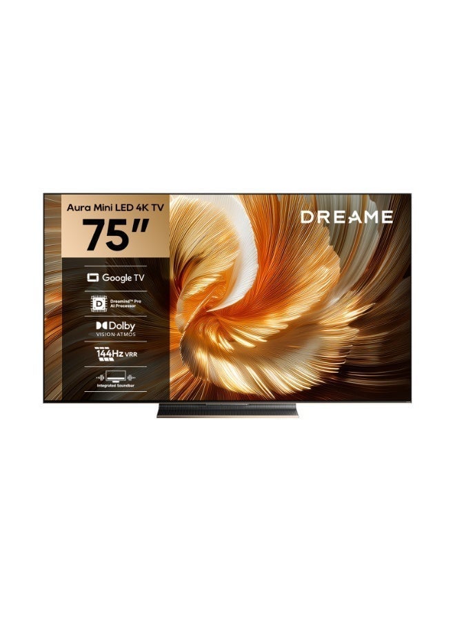 Dreame Aura 75 Inch Smart TV 4k QLED+ with Mini LED Television, Dolby Vision -Atmos 70 W Integrated Soundbar, Google TV,  Dreamind Pro AI Processor, Game Master - Image 2