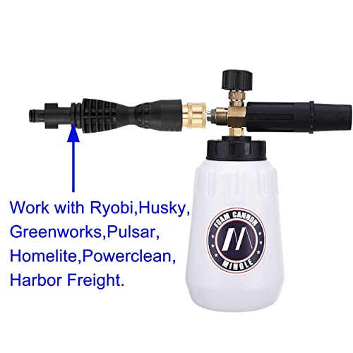 M MINGLE Foam Cannon, Compatible with Portland Husky and Ryobi Pressure Washer, with 5 Nozzle Tips, 1/4 Inch Quick Connector - Image 2