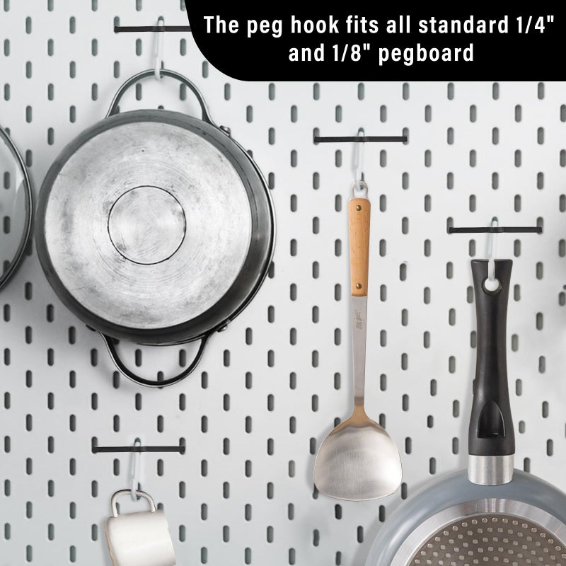 AccEncyc Black Peg Locks Plastic Pegboard Hook Locks Pegboard Display Hook Organizer Fixer Peg Board Hook Clip Retainers Pegboard Hook Organizer for Standard 1/4" and 1/8" Pegboardï¼ˆ60Pcsï¼‰ - Image 5