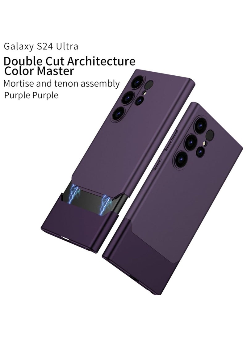 روك بو حافظة Galaxy S24Ultra، حافظة رفيعة للغاية 2 في 1 علوية وسفلية S24Ultra، حافظة Galaxy S24Ultra مع ربط متعرج، تصميم ألوان متباينة لـ S24Ultra Purple - Image 3