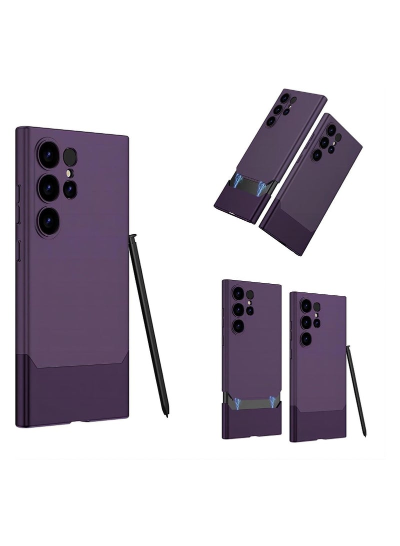 روك بو حافظة Galaxy S24Ultra، حافظة رفيعة للغاية 2 في 1 علوية وسفلية S24Ultra، حافظة Galaxy S24Ultra مع ربط متعرج، تصميم ألوان متباينة لـ S24Ultra Purple - Image 1