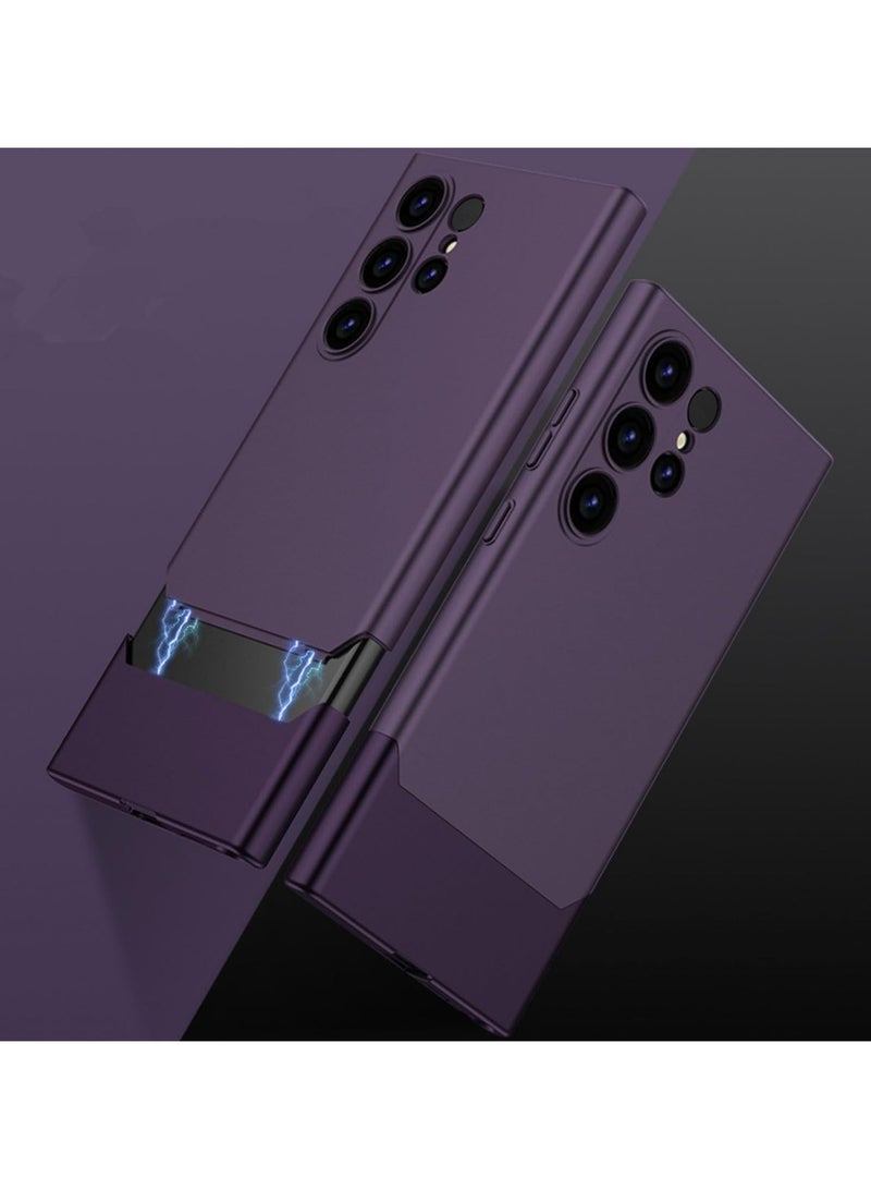 روك بو حافظة Galaxy S24Ultra، حافظة رفيعة للغاية 2 في 1 علوية وسفلية S24Ultra، حافظة Galaxy S24Ultra مع ربط متعرج، تصميم ألوان متباينة لـ S24Ultra Purple - Image 2
