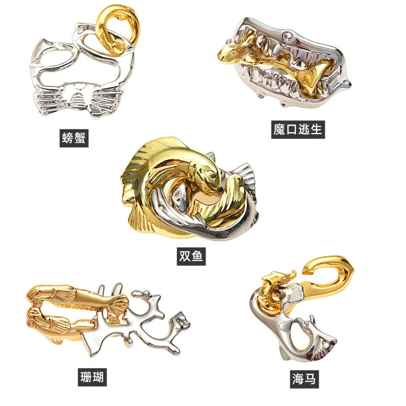 Intelligence Tripping Puzzle Luban Lock Kongming Lock Children'S Gift Toy Alloy Horseshoe Lock Nine-Chain Burning Brain - Image 4