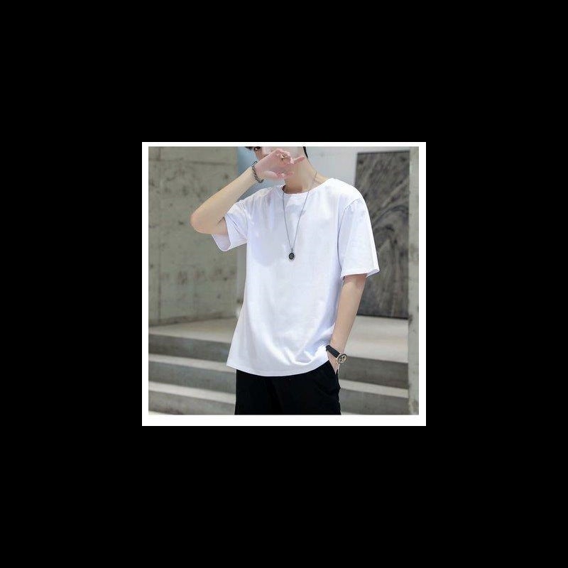 Summer Mens Knit Tee Slim Fit Korean Style Solid color short T