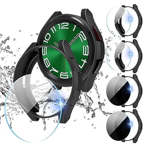 Suoman 44 Pack for Samsung Galaxy Watch 6 Classic 43mm CasePrivacy and HD Screen Protector CombinationAllRound PC Matte Protective Cover Bumper Black - Image 1