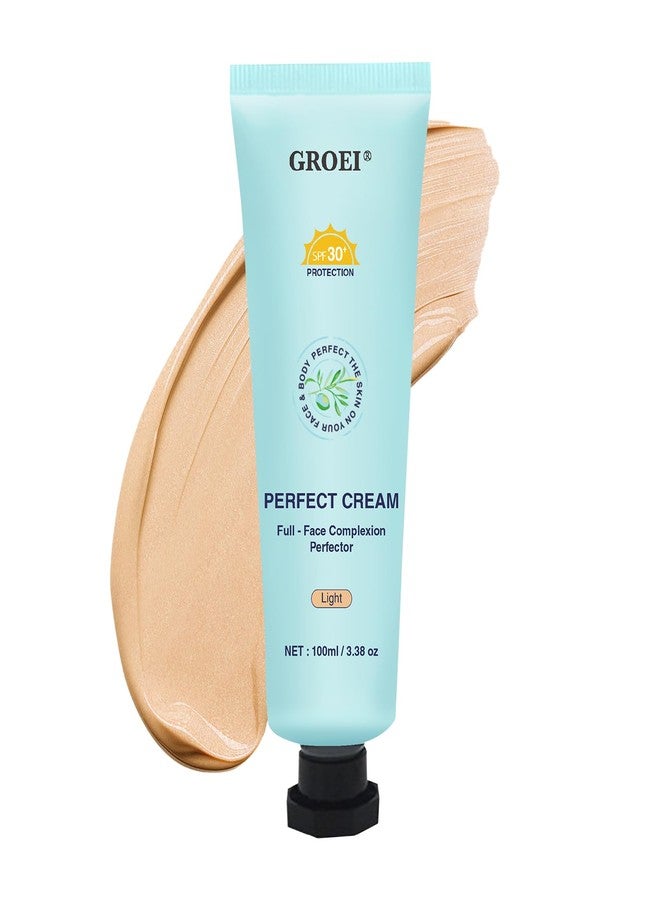 GROEI Perfect Cream All-Over Complexion Perfector | Long-Lasting BB Foundation & Concealer | SPF 30 Tinted Moisturizer for Face/Body (Light) - Image 1