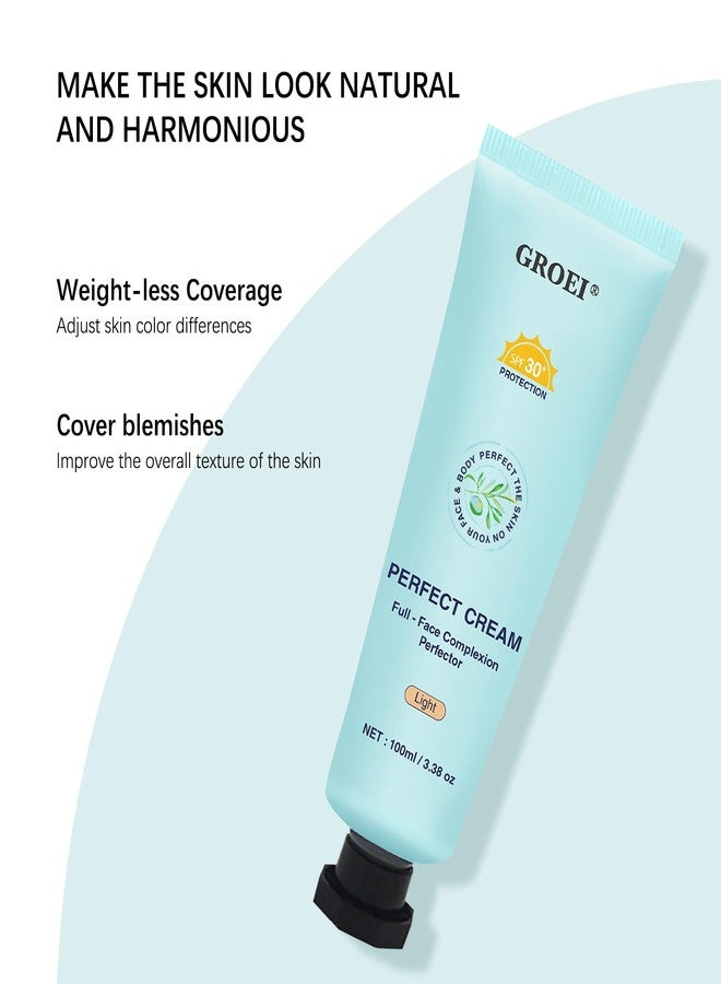 GROEI Perfect Cream All-Over Complexion Perfector | Long-Lasting BB Foundation & Concealer | SPF 30 Tinted Moisturizer for Face/Body (Light) - Image 4