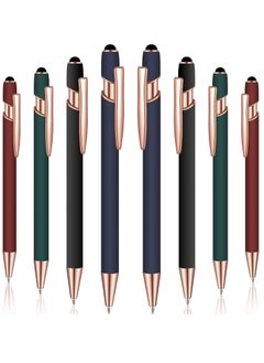 Y&D Ballpoint Pen with Stylus Tip, 8 Pieces Black Ink Metal for Touch Screens Office School Stationery Supplies Tablets and More (Red, Green, Navy, Black)  - Image 1