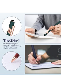 Y&D Ballpoint Pen with Stylus Tip, 8 Pieces Black Ink Metal for Touch Screens Office School Stationery Supplies Tablets and More (Red, Green, Navy, Black)  - Image 2