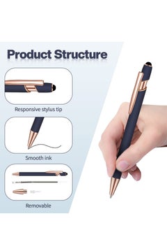 Y&D Ballpoint Pen with Stylus Tip, 8 Pieces Black Ink Metal for Touch Screens Office School Stationery Supplies Tablets and More (Red, Green, Navy, Black)  - Image 5