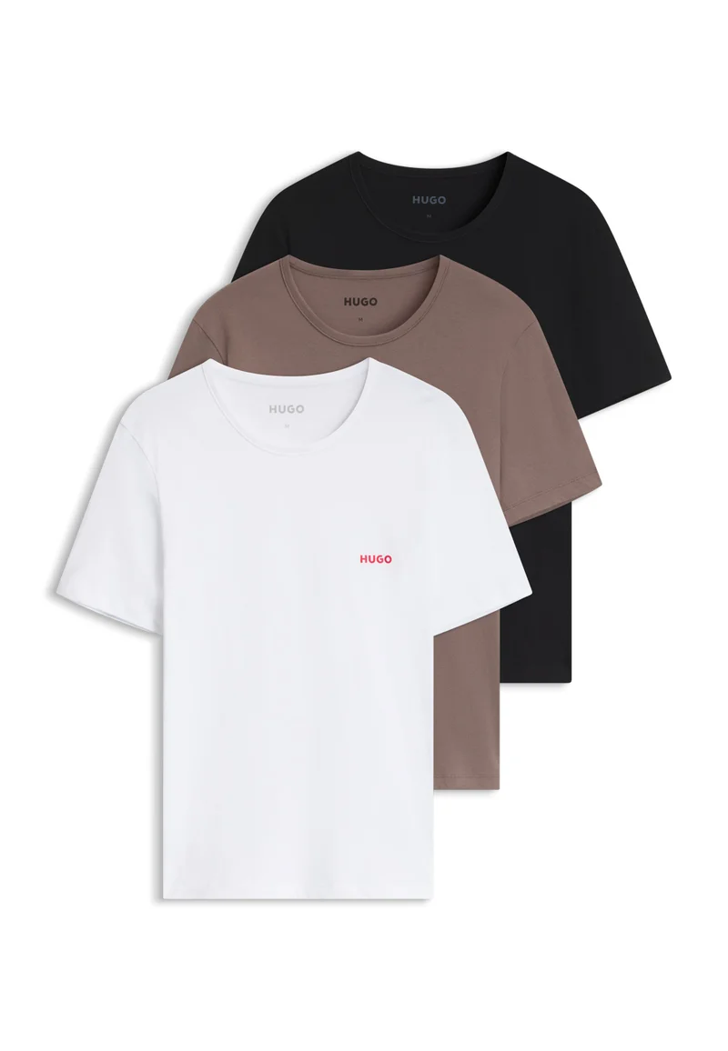 HUGO  Three-pack of logo-print underwear T-shirts in cotton for Men | Best Price UAE