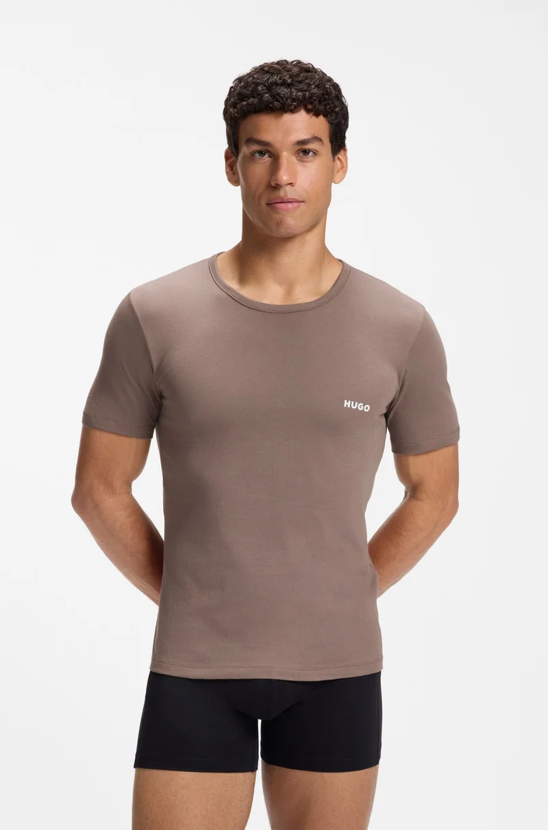 هوجو Three-pack of logo-print underwear T-shirts in cotton