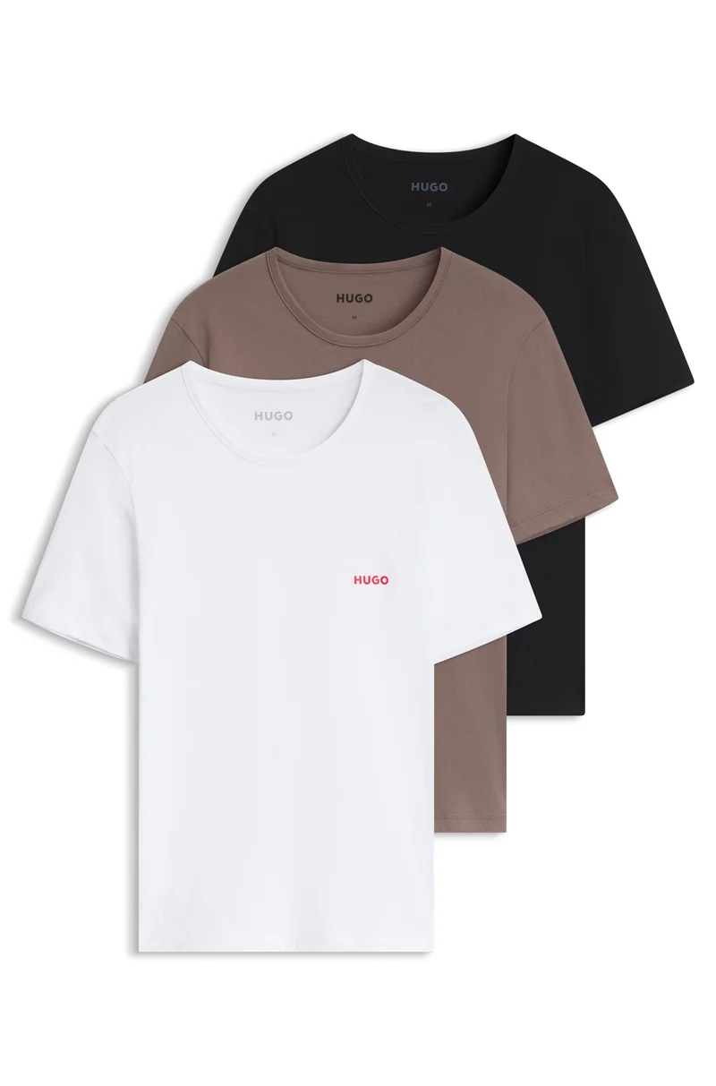 هوجو Three-pack of logo-print underwear T-shirts in cotton