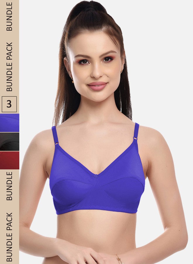 FIMS Pack of 3 Non-Padded Full Coverage Bras - Image 1