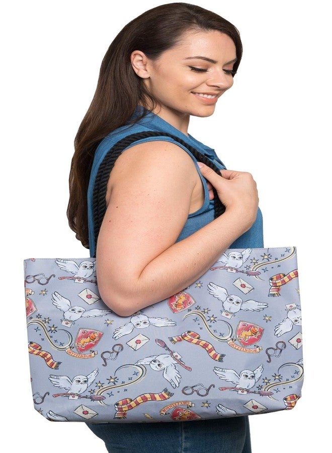 Harry Potter Tote Travel Bag Gryffindor Hedwig All Over Print Grey - Image 5