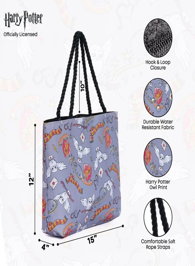 Harry Potter Tote Travel Bag Gryffindor Hedwig All Over Print Grey - Image 2