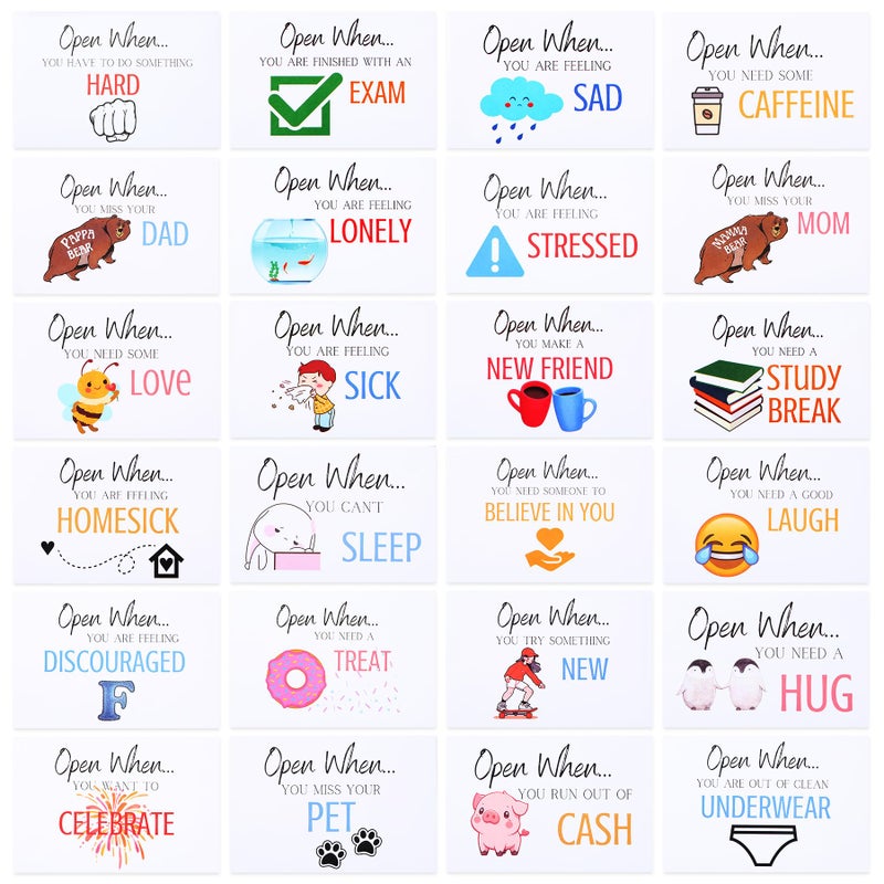 LIKEYO Open When Letters Kit - 24pcs, College Envelopes, Long Distance Gifts for College Students - Image 1