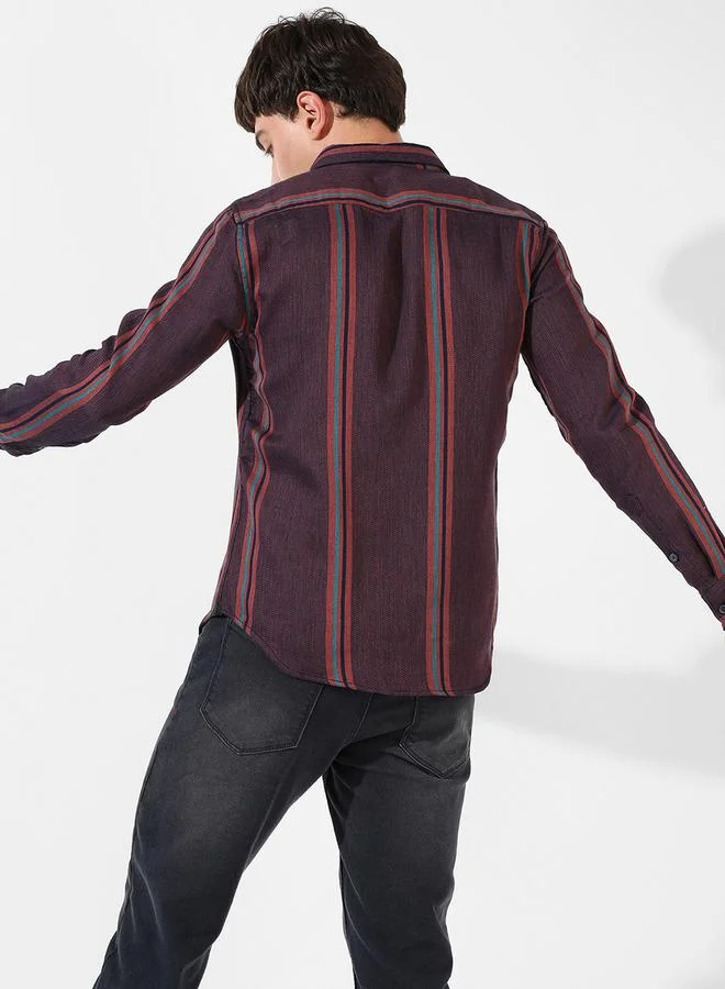 Campus Sutra Cotton Striped Casual Shirt by Styli