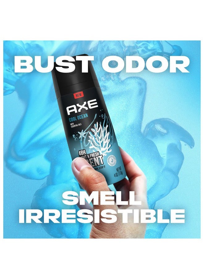 Axe بخاخ مزيل العرق لحماية طويلة الأمد من الروائح برائحة المحيط البارد طوال اليوم مزيل عرق للرجال خالي من الألمنيوم 4.0 أونصة - Image 4
