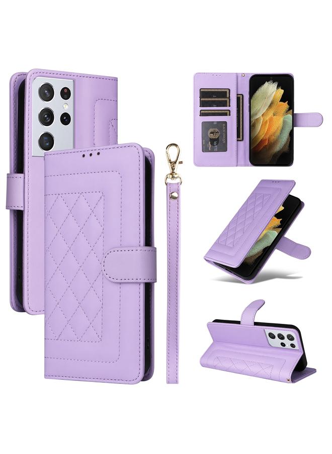 S-TOP Case For Samsung Galaxy S21 Ultra 5G Diamond Lattice Leather Flip Phone Case - Image 1