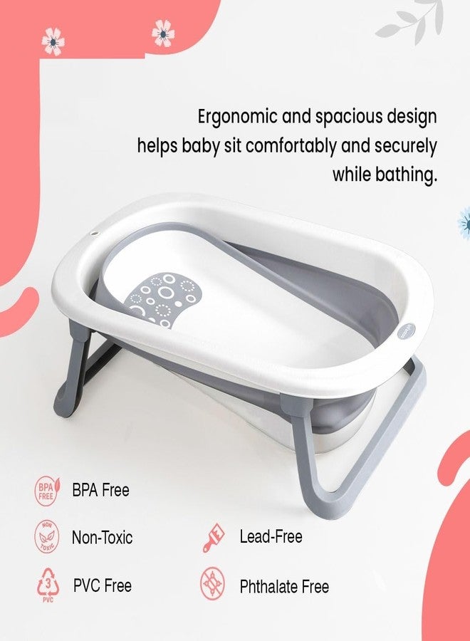 Deoxys Baby Bathtub Folding Infant Bath Tub, Non-Slip Collapsible Kids Shower Bath Basin Portable Foldable Washing Bathing Tub Large Safe Bathtub for Newborn Toddler - Image 4