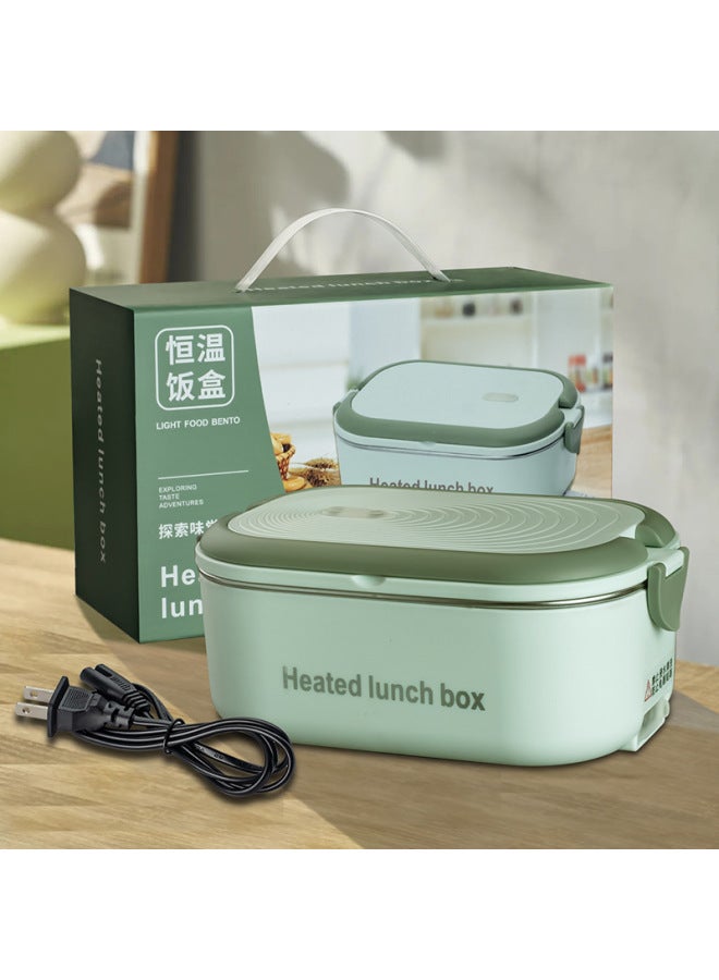Students Go To Work Practical Plug-in Water-free Electric Lunch Box 304 Stainless Steel Food-grade Constant Temperature Heating Lunch Box-Specifications:(good Configuration Explosion-proof Model + Portable Color Box) Mint Green Inner Tank 304 Material  - Image 1