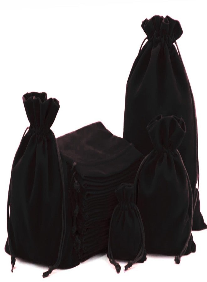 ESPLANADE ESPLANADE Elegant Velvet Bags - Pack of 5 - Bags for Jewelry, Gifts and More - Size 9 x 12 Inches - Black - Image 1
