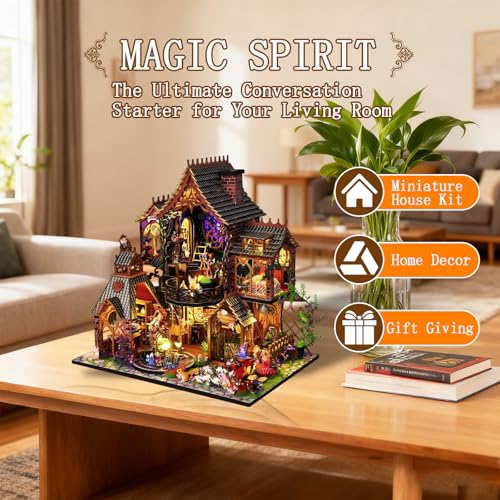 OZJAY Miniature House Kit Mini House Building Kit with Furniture DIY Miniature Kit for Adults Teen Dollhouse Kit for Birthday Christmas Magic Spirit - Image 5