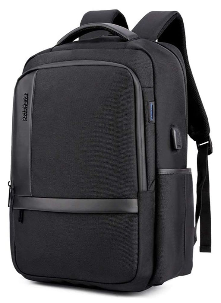 ARCTIC HUNTER - Classic Travel Laptop Backpack, School Bag with USB Charging Port and Laptop Compartment for Men,Black - Image 1