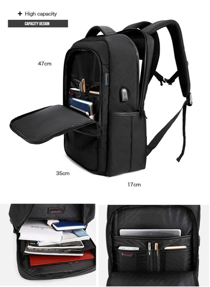 ARCTIC HUNTER - Classic Travel Laptop Backpack, School Bag with USB Charging Port and Laptop Compartment for Men,Black - Image 1
